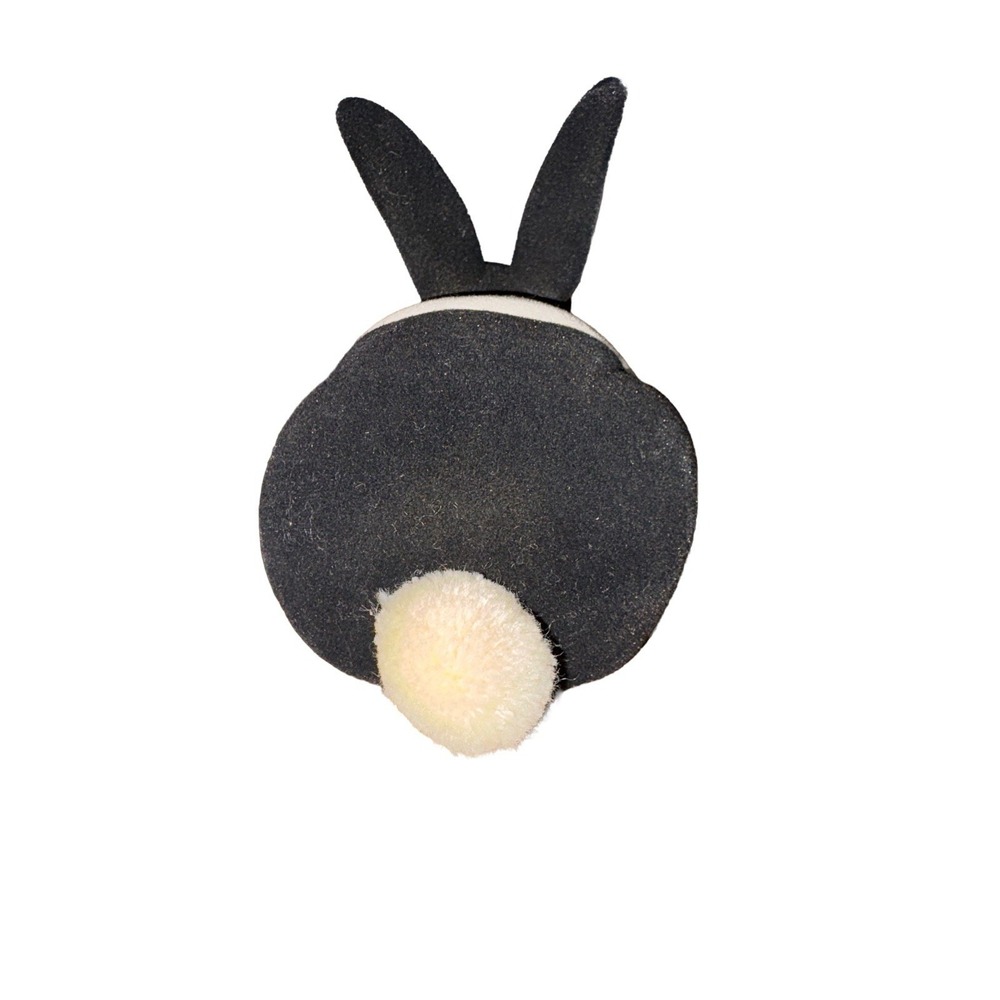 Vtg Dept 56 1990 Black White Tuxedo Bunny Bisque Ceramic fuzzy 3" tall - Picture 4 of 7